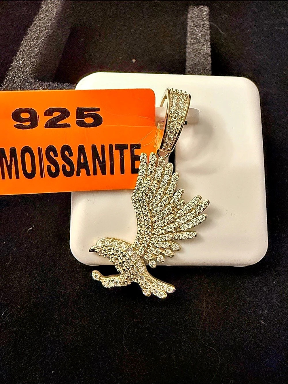 Moissanite (1ct tw) Eagle Pendant Sterling Silver/18k Gold Vermeil NWT